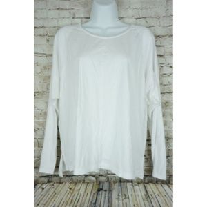 Madewell White Three Quarter Sleeve Knit Blouse